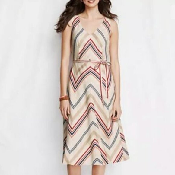 Lands' End Dresses & Skirts - NWT Lands' End Chevron Linen Midi Sundress 10